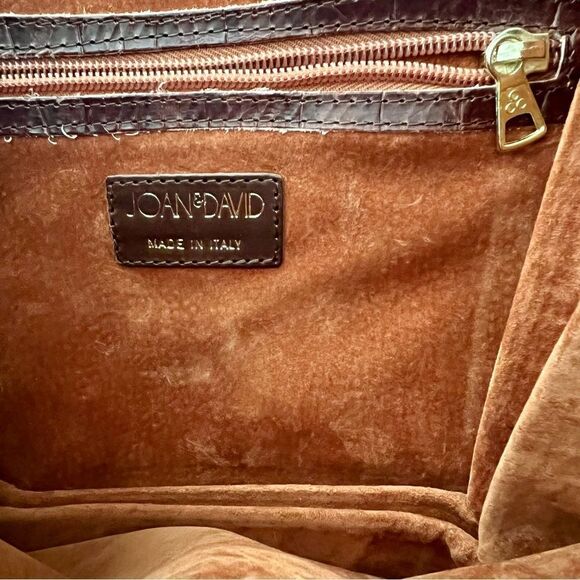 Vtg Joan & David Alligator Italy Brown Leather Lining Crocodile Crossbody Bag - Picture 9 of 12
